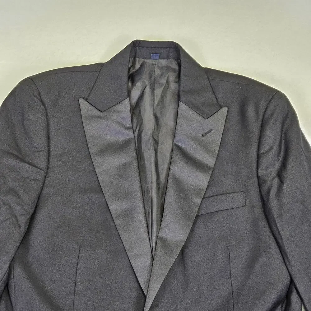 J.Crew Thompson Tuxedo Jacket 38R Black Wool Peak Lapel Formal Wedding Dance Tux